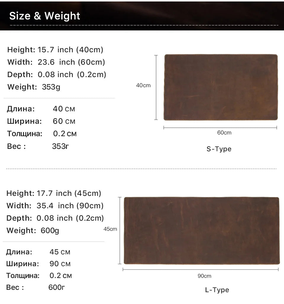 CONTACT'S FAMILY 100% Nubuck Leather Mouse Pad – Premium Desk Mat for Keyboard, Laptop & Office Computer Setup