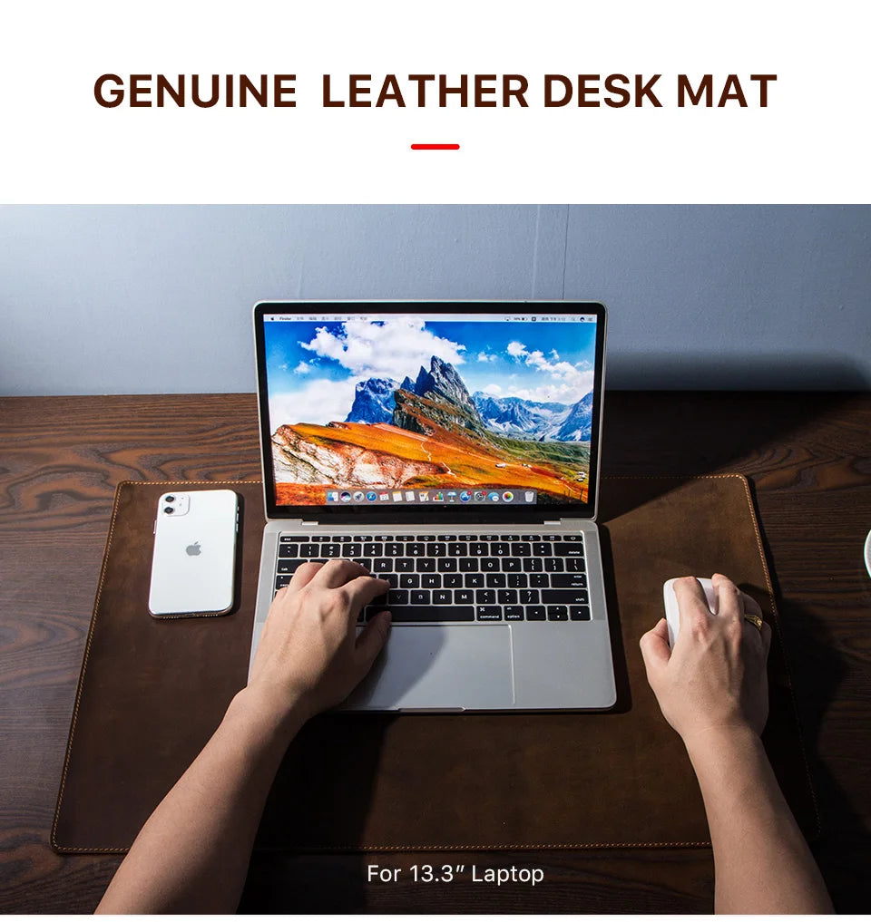 CONTACT'S FAMILY 100% Nubuck Leather Mouse Pad – Premium Desk Mat for Keyboard, Laptop & Office Computer Setup