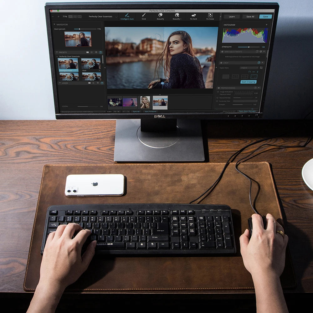 CONTACT'S FAMILY 100% Nubuck Leather Mouse Pad – Premium Desk Mat for Keyboard, Laptop & Office Computer Setup
