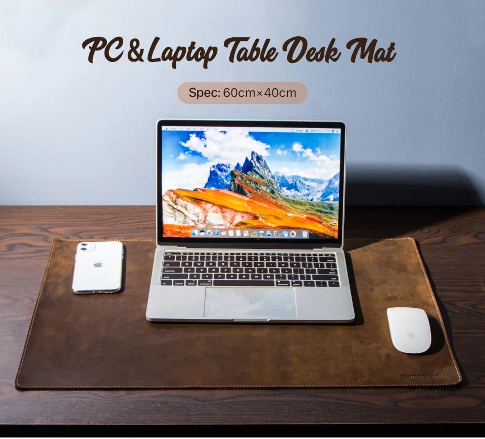 CONTACT'S FAMILY 100% Nubuck Leather Mouse Pad – Premium Desk Mat for Keyboard, Laptop & Office Computer Setup