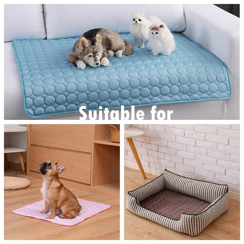 Cooling Dog Mat for Summer – Washable Pet Bed Pad for Small, Medium, Large Dogs & Cats – Breathable, Lightweight Sofa Blanket
