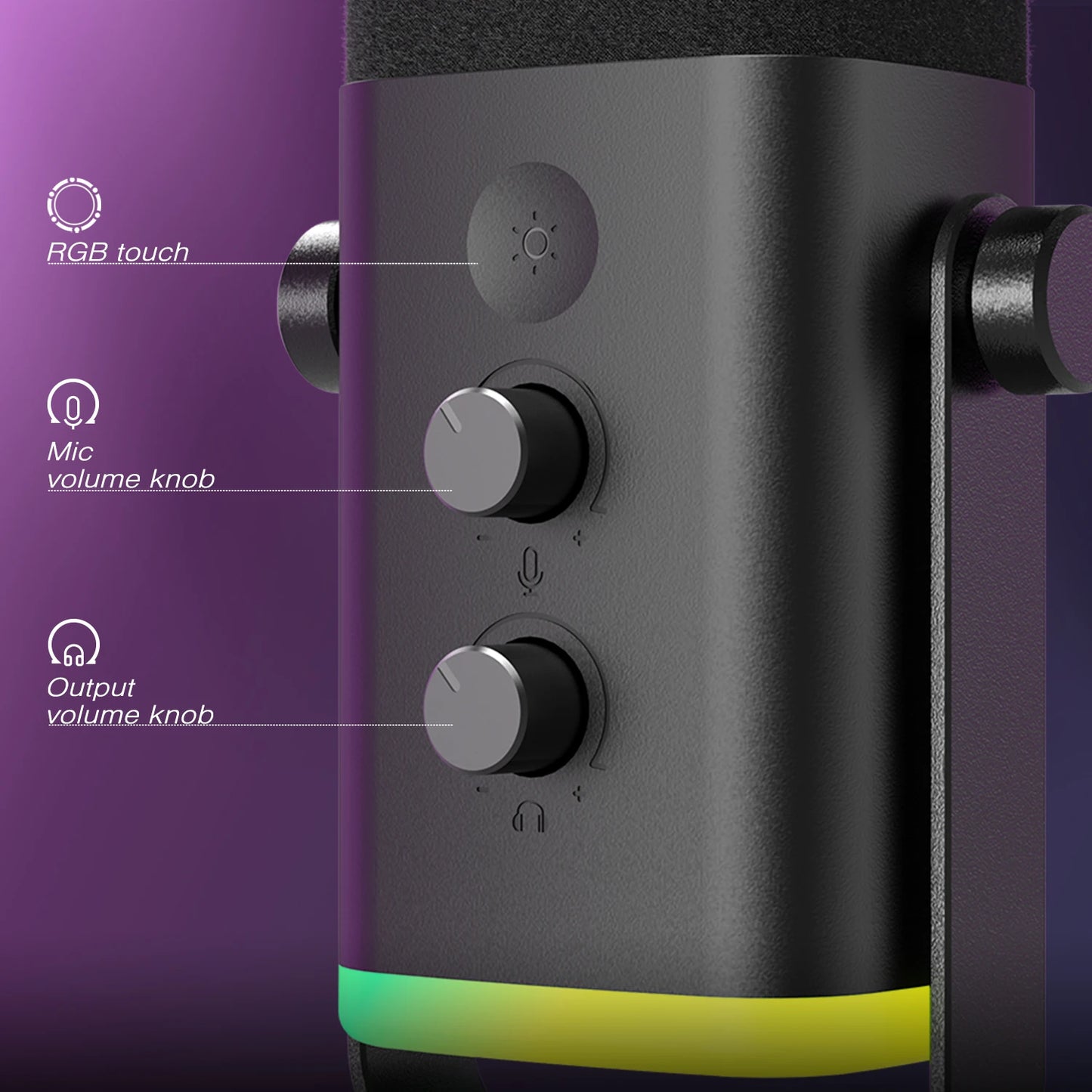FIFINE AM8 USB/XLR Dynamic Gaming Microphone with RGB Lights, Touch Mute, Headphone Jack for Streaming, Podcast, PC, PS5, PS4 – Studio Quality Sound Mic