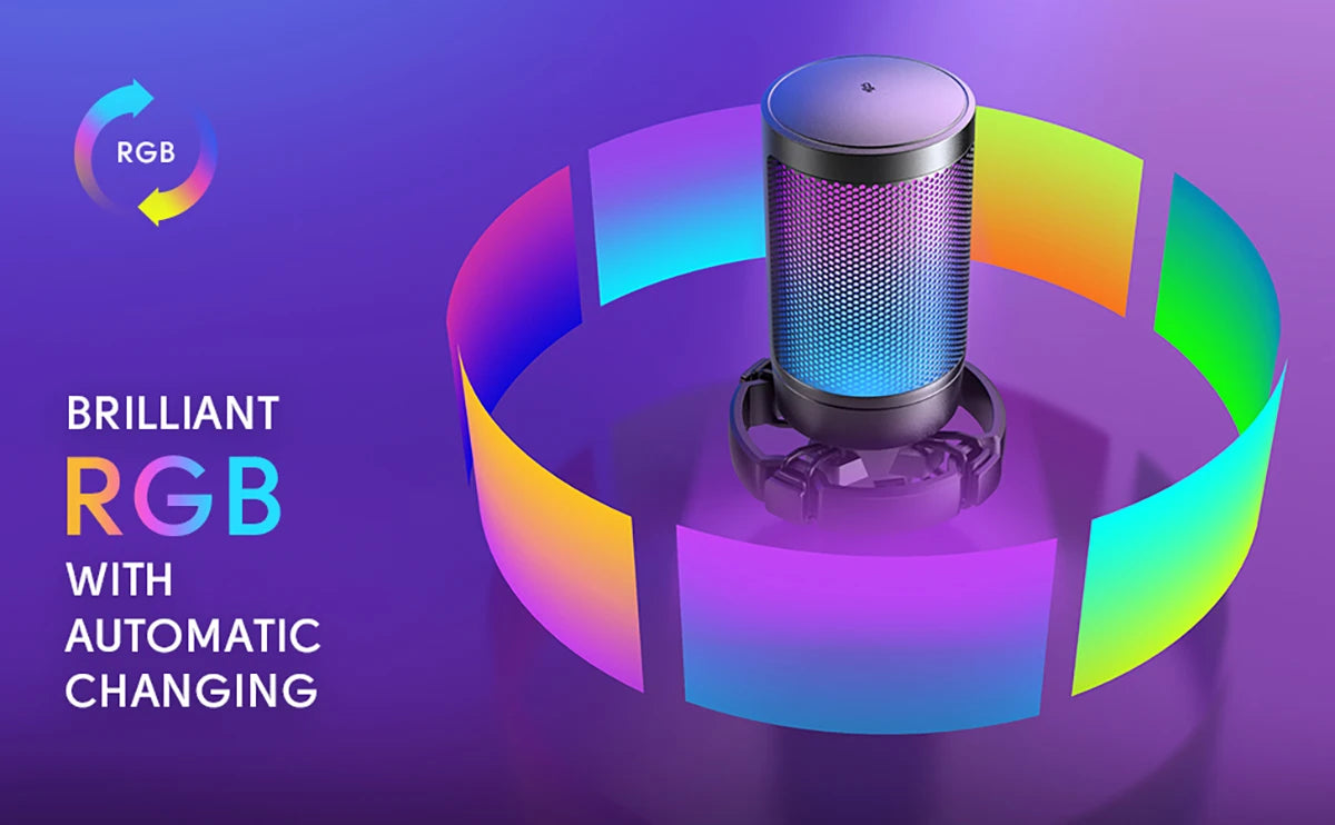 FIFINE A6T USB Gaming Microphone Kit | RGB Condenser Mic with Arm Stand, Mute Button | For Streaming, PS4/PS5, PC, YouTube, Discord