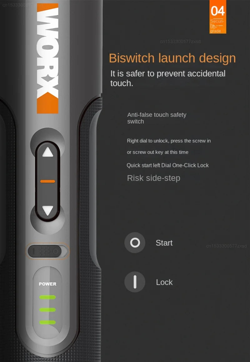 WORX WX242 Mini Electric Screwdriver Set – Smart Cordless Rechargeable Power Tool with 30 Bit Set