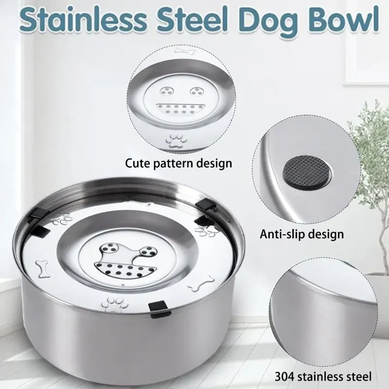 Big Capacity Stainless Steel Dog & Cat Water Bowl – No-Spill, Anti-Splash, Non-Slip Pet Feeder