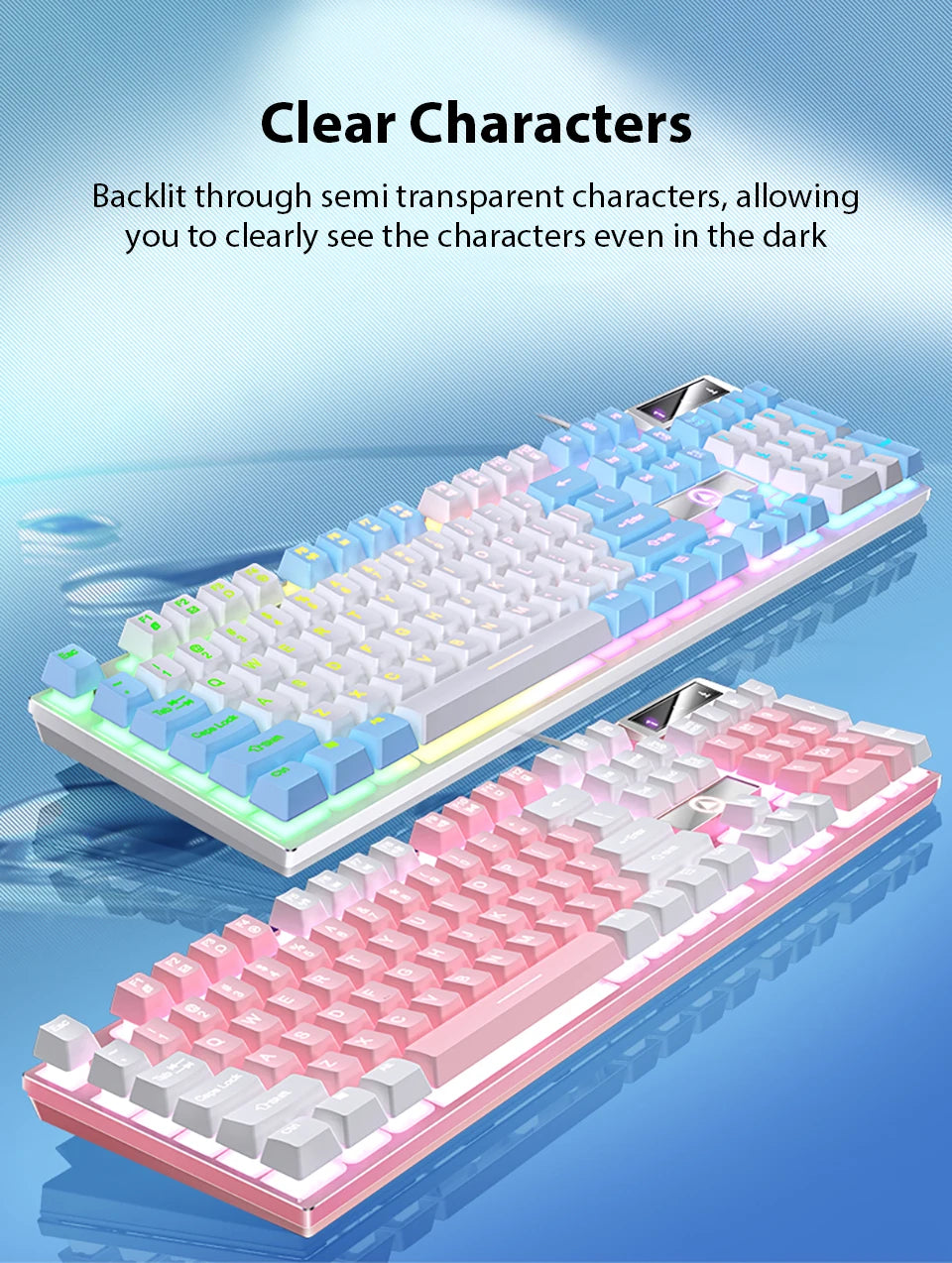 K500 Wired Office & Gaming Keyboard – 104 Keys, Multicolor Backlight, Mechanical Feel, USB for Windows & macOS