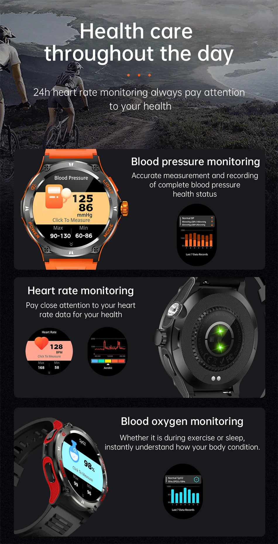2024 New Outdoor Sport Smartwatch – GPS, Compass, LED Flashlight, 3ATM Waterproof, BT5.3 Call for Huawei & Xiaomi
