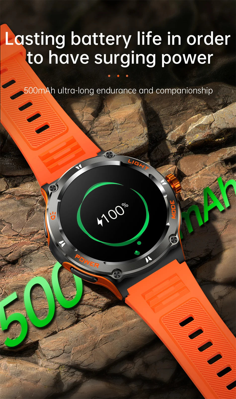 2024 New Outdoor Sport Smartwatch – GPS, Compass, LED Flashlight, 3ATM Waterproof, BT5.3 Call for Huawei & Xiaomi