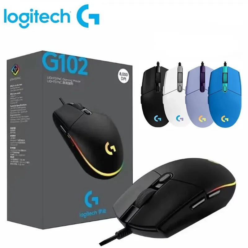 Logitech G102 USB Wired Gaming Mouse | 8000 DPI, RGB Lighting, 5 Buttons | Optical Mouse for PC, Mac, Laptop & Esports
