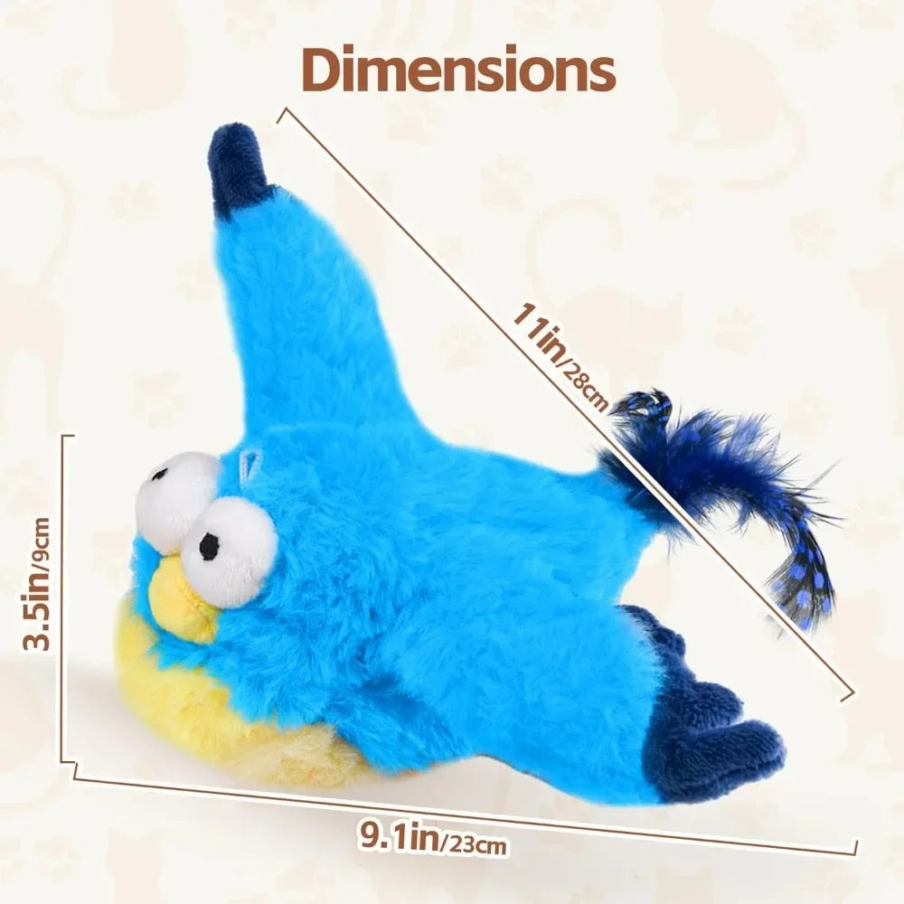 Interactive Cat Toy – Rechargeable Chirping Flapping Bird with Catnip | Touch-Activated Plush Toy for Indoor Cats