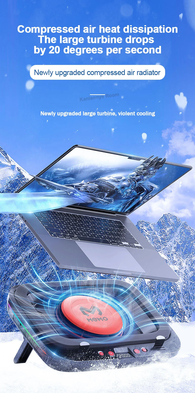 FL08 Laptop Cooling Pad – Adjustable Stand with Powerful Fan & Strong Wind Pressure for Gaming Laptops & Notebooks
