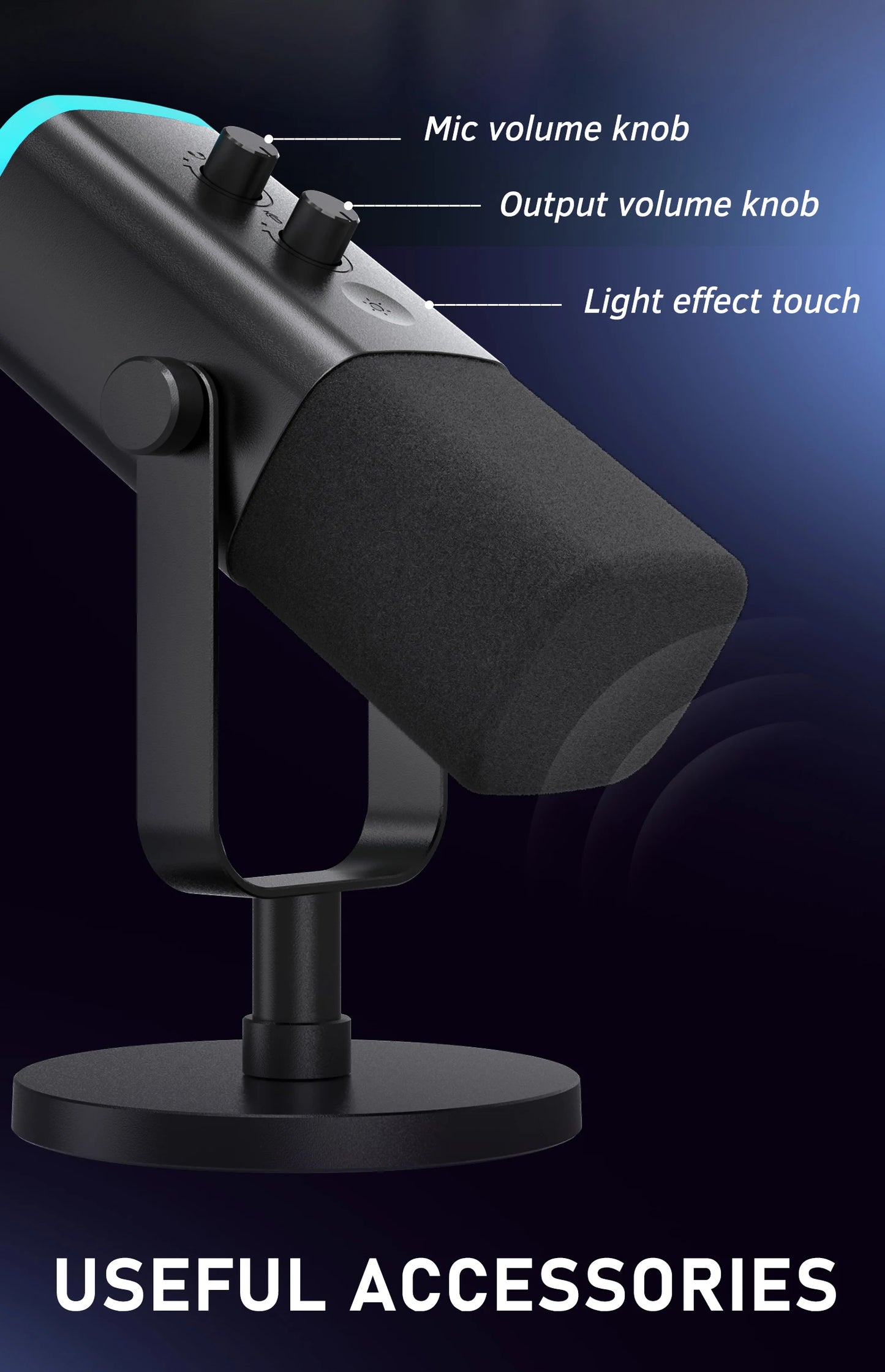 FIFINE AM8 USB/XLR Dynamic Gaming Microphone with RGB Lights, Touch Mute, Headphone Jack for Streaming, Podcast, PC, PS5, PS4 – Studio Quality Sound Mic