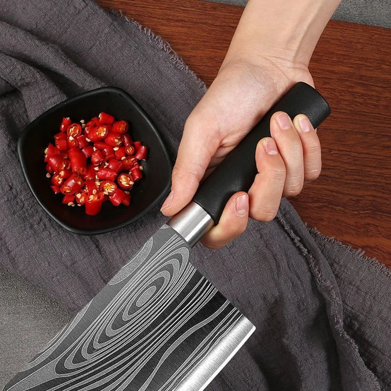 Laser Damascus Kitchen Knife & Scissors Set – Stainless Steel Sharp Chef Knives with Sharpening Rod for Cooking