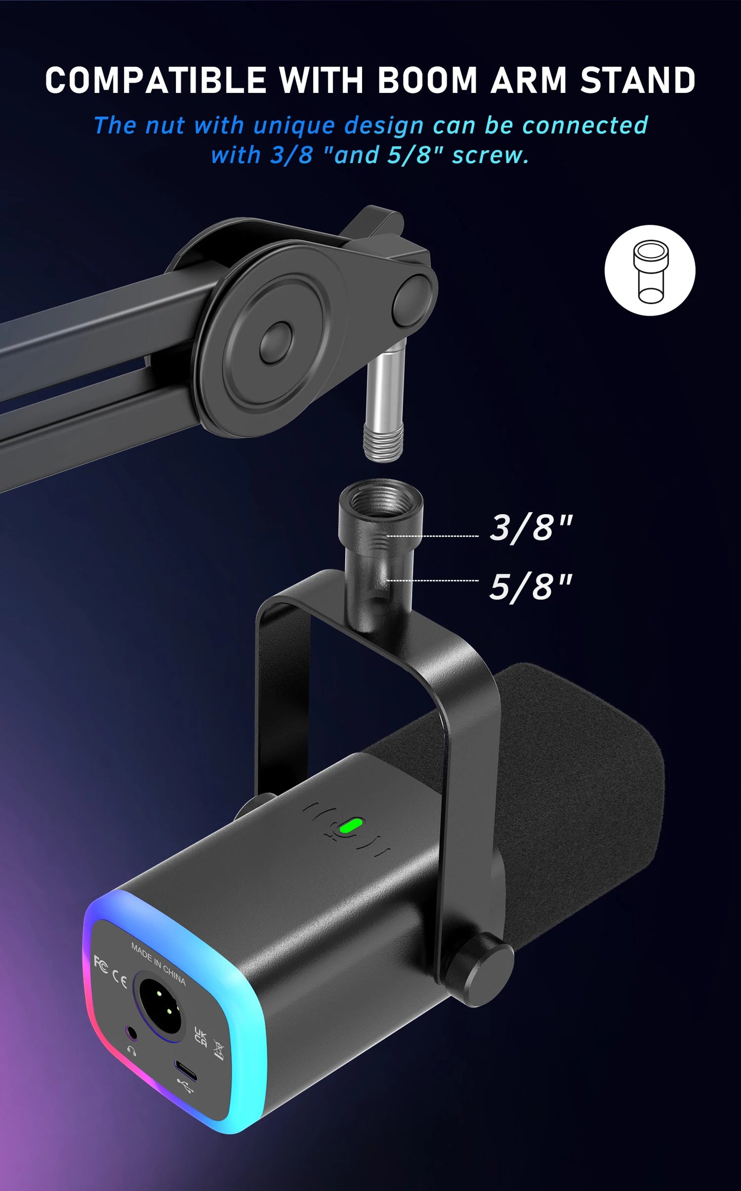 FIFINE AM8 USB/XLR Dynamic Gaming Microphone with RGB Lights, Touch Mute, Headphone Jack for Streaming, Podcast, PC, PS5, PS4 – Studio Quality Sound Mic