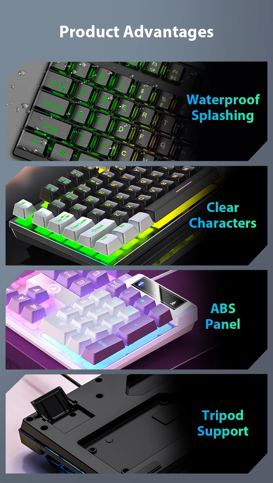 K500 Wired Office & Gaming Keyboard – 104 Keys, Multicolor Backlight, Mechanical Feel, USB for Windows & macOS