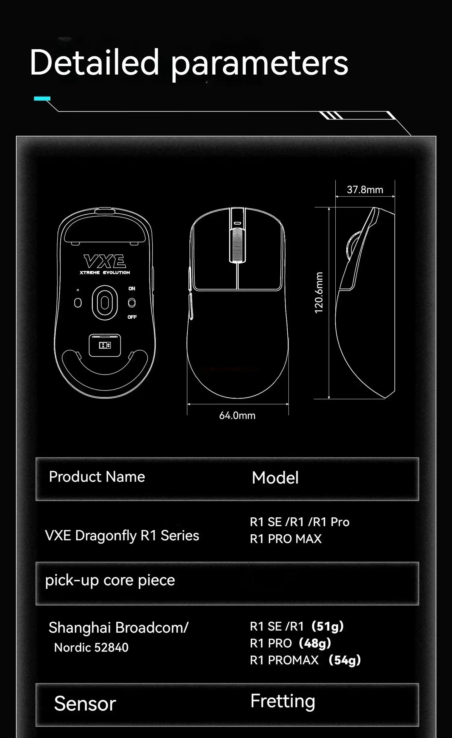 VGN VXE Dragonfly R1 Pro Max Gaming Mouse – Wireless, Bluetooth, 3395 Sensor, Lightweight 54g, Rechargeable
