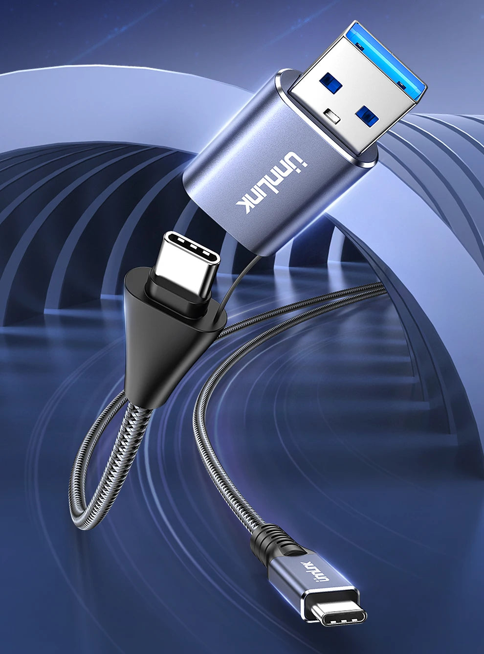 Unnlink 2-in-1 USB Type-C Data Cable – 100W PD Fast Charging & 40Gbps Thunderbolt 4/3 Compatible