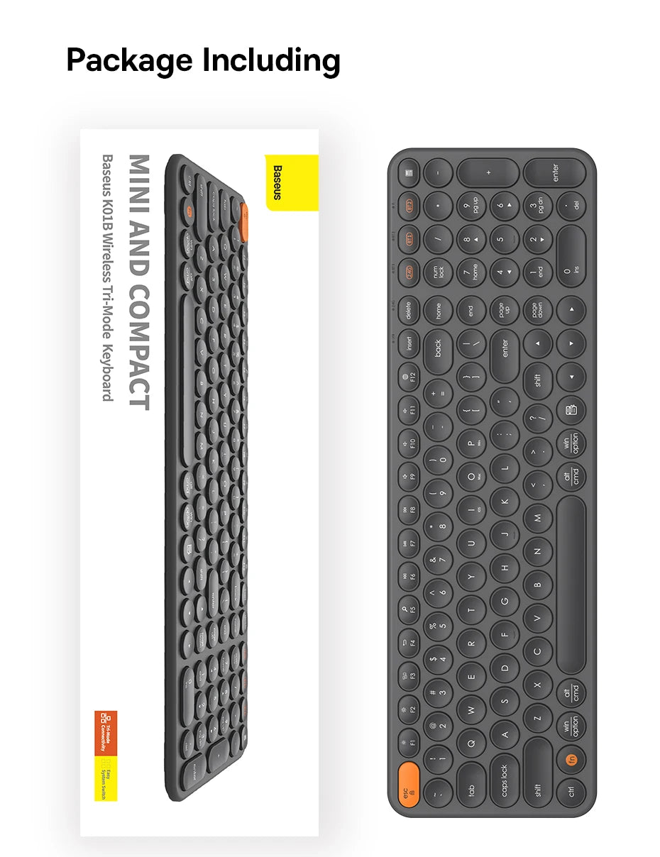 Baseus Wireless Bluetooth Mouse F01B | 3-Mode Connection (2.4G/BT5.0/BT3.0) | Ergonomic, Silent Click | for Laptop, Mac, PC