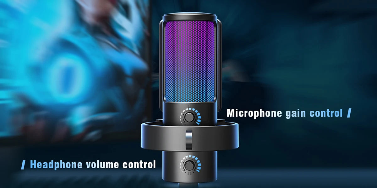 FIFINE AmpliGame A8 PLUS USB Microphone – RGB Lighting, 4 Polar Patterns, Gain Control, Live Monitoring, Mute Touch
