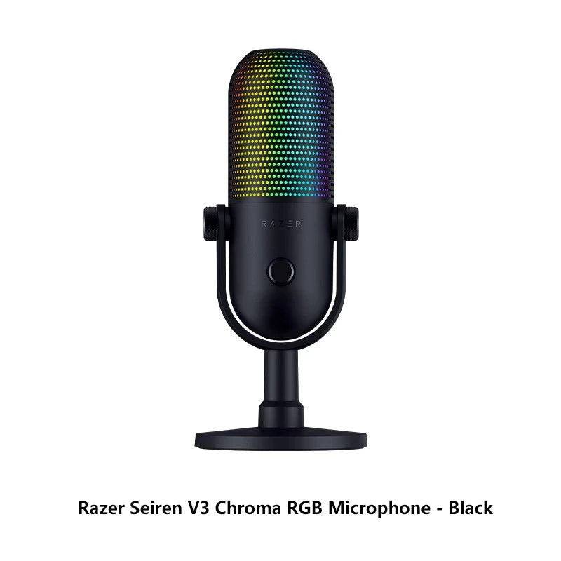 Razer Seiren V3 Chroma RGB Microphone – Tap-to-Mute, Game & Stream Reactive Lighting, Supercardioid Condenser Mic