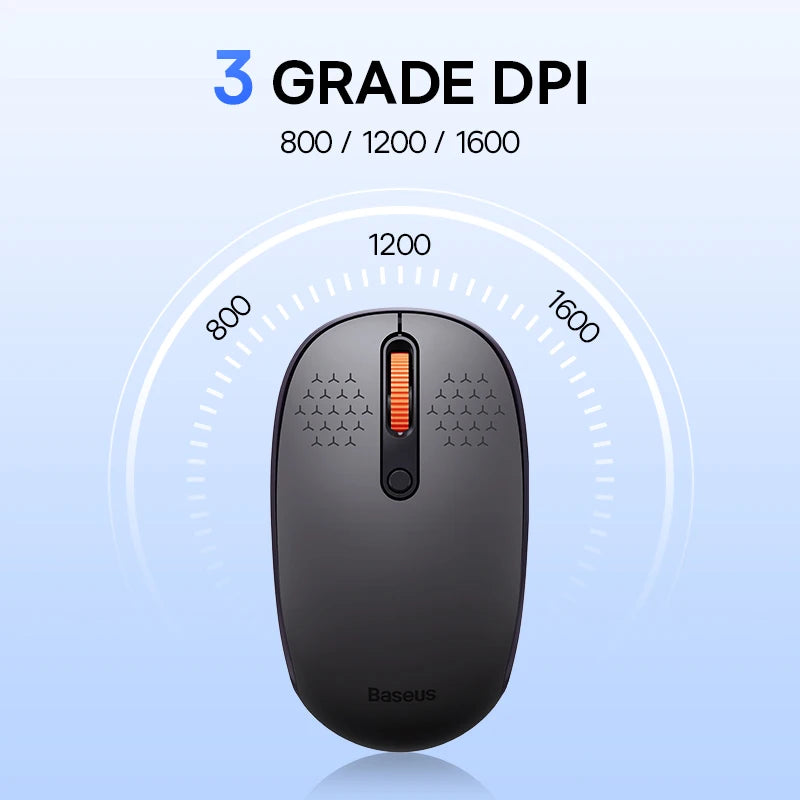 Baseus Wireless Bluetooth Mouse F01B | 3-Mode Connection (2.4G/BT5.0/BT3.0) | Ergonomic, Silent Click | for Laptop, Mac, PC