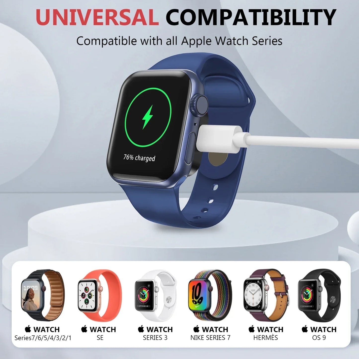 Portable Apple Watch Charger Type-C & Lightning | Wireless Magnetic Fast Charging Dock – Series Ultra 9 8 7 6 SE