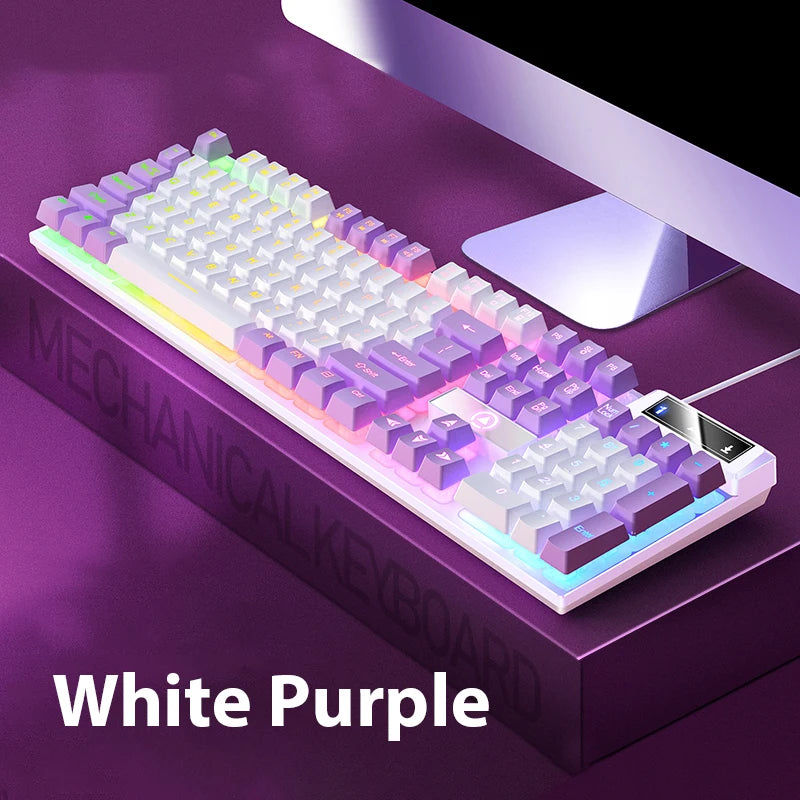 K500 Wired Office & Gaming Keyboard – 104 Keys, Multicolor Backlight, Mechanical Feel, USB for Windows & macOS