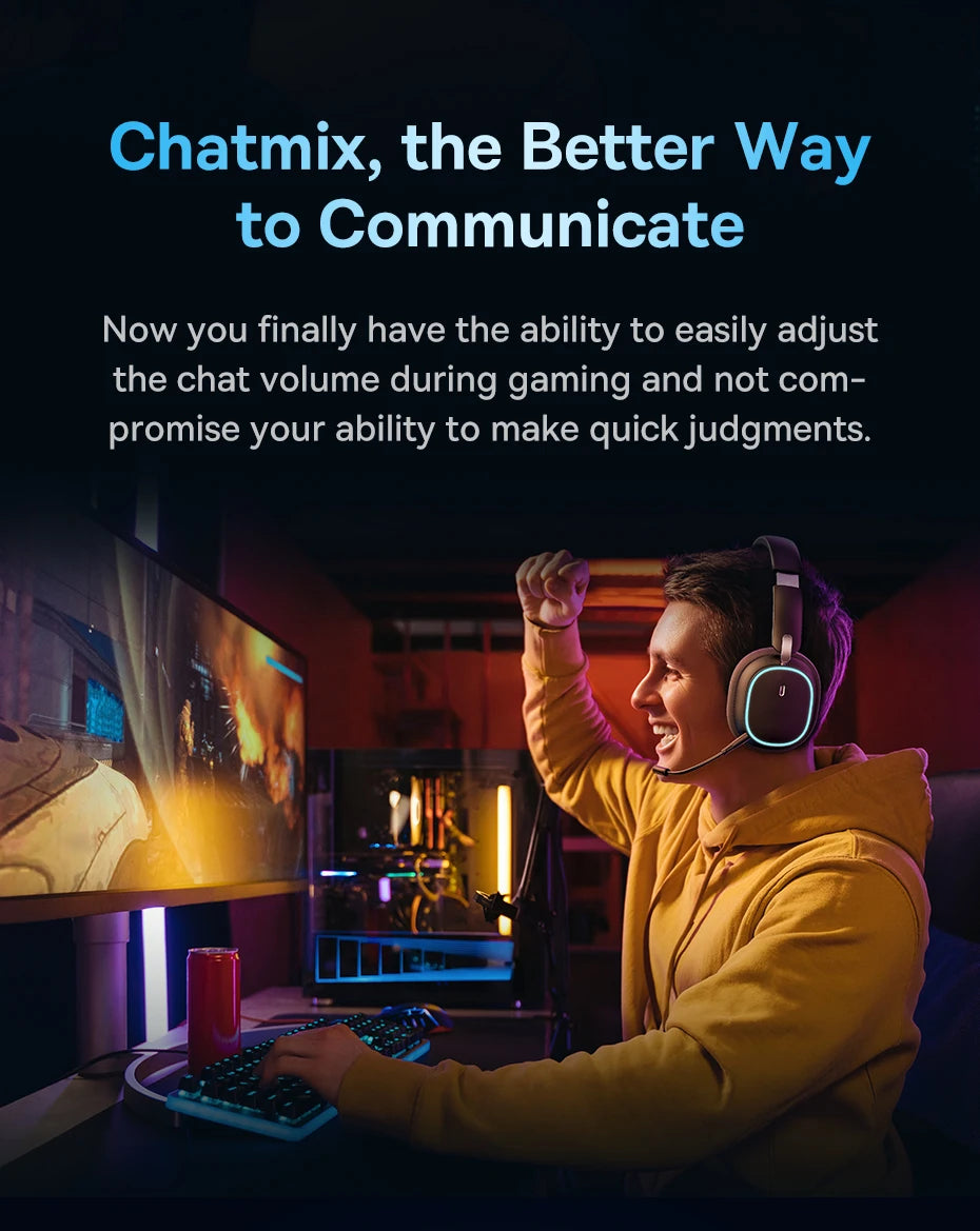 Baseus GH02 Wireless Gaming Headphones with Mic | Bluetooth 5.3, 40mm Drivers, RGB, 2.4G/Wired/BT – 40H Battery, Over-Ear Headset