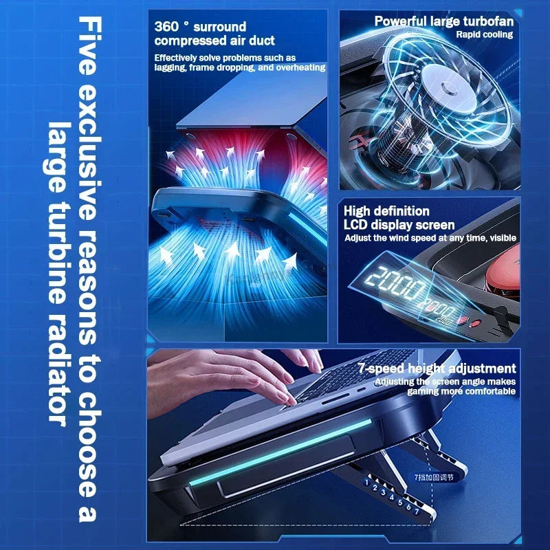 FL08 Laptop Cooling Pad – Adjustable Stand with Powerful Fan & Strong Wind Pressure for Gaming Laptops & Notebooks