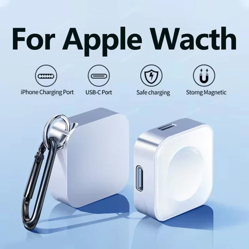 Portable Apple Watch Charger Type-C & Lightning | Wireless Magnetic Fast Charging Dock – Series Ultra 9 8 7 6 SE
