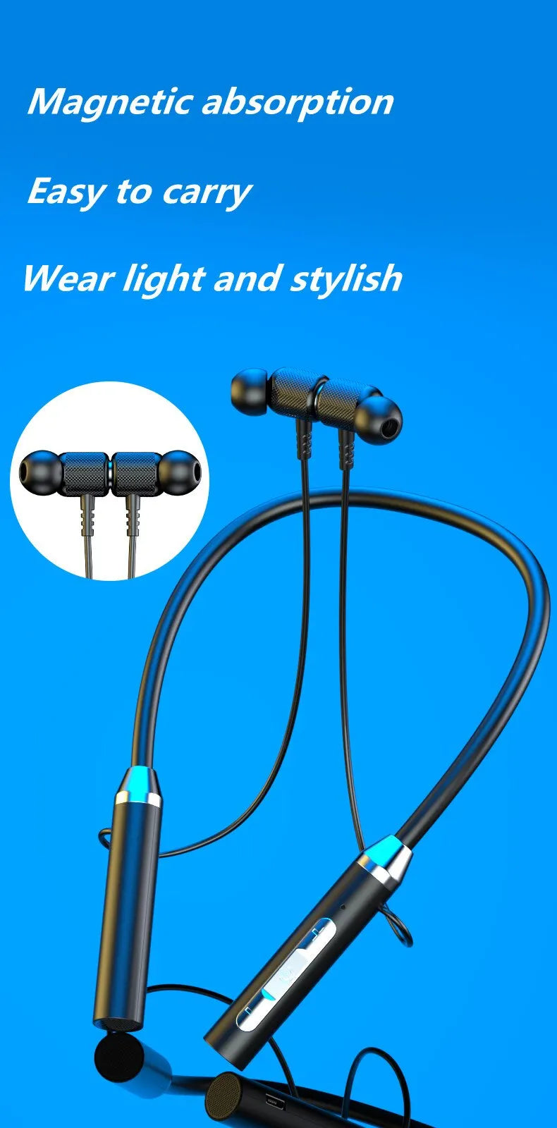 Wireless Neckband Bluetooth Earphones | HiFi 9D Stereo, Waterproof, Magnetic Earbuds | Sports Headset with Long Battery Life