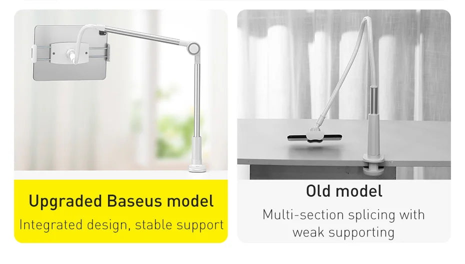 Baseus Universal Flexible Phone Holder – 360° Rotation Long Arm Stand for Bed, Desk, iPhone, iPad, Tablet