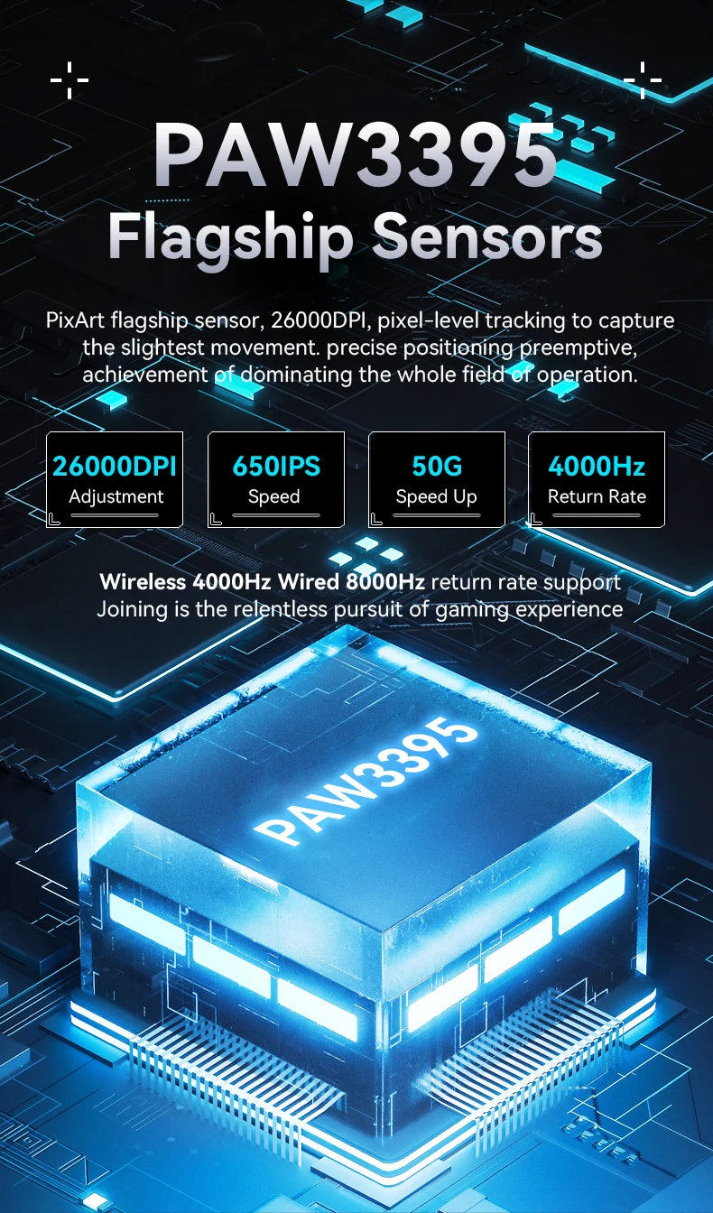 Attack Shark X3Pro / X3 Wireless Gaming Mouse | 26000 DPI PAW3395 Sensor | Tri-Mode Connection | 4K Polling Rate | 59g Ultra Lightweight