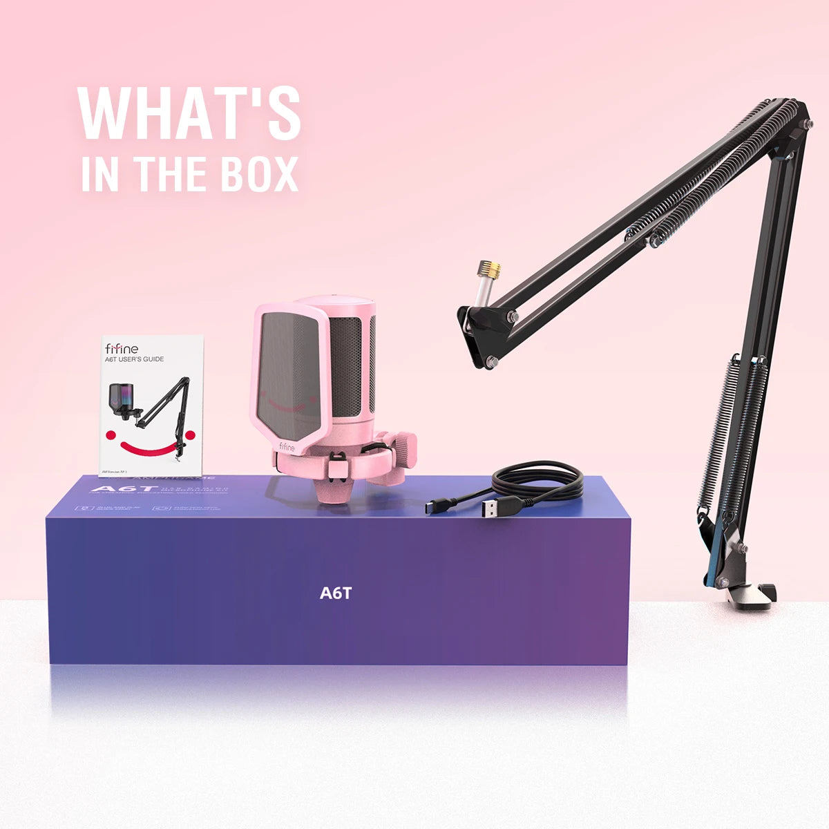 FIFINE A6T USB Gaming Microphone Kit | RGB Condenser Mic with Arm Stand, Mute Button | For Streaming, PS4/PS5, PC, YouTube, Discord