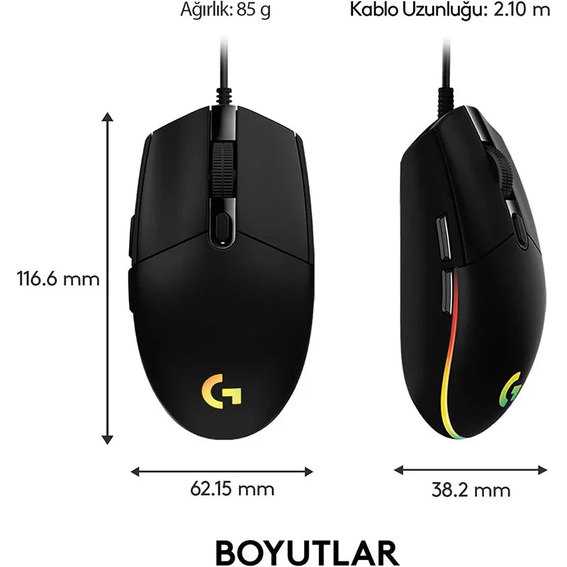 Logitech G102 USB Wired Gaming Mouse | 8000 DPI, RGB Lighting, 5 Buttons | Optical Mouse for PC, Mac, Laptop & Esports