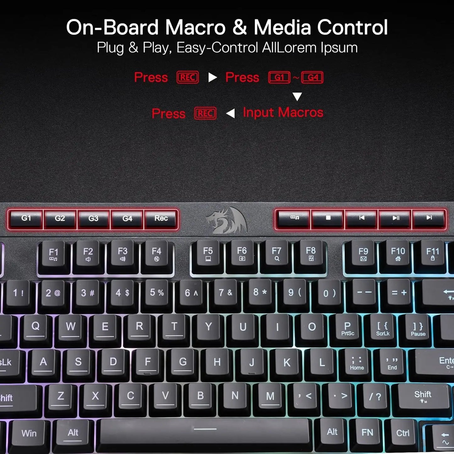 Redragon K515 Shiva RGB Gaming Keyboard | 98 Keys Mechanical Feel | Linear Switch | Detachable Wrist Rest | USB Wired