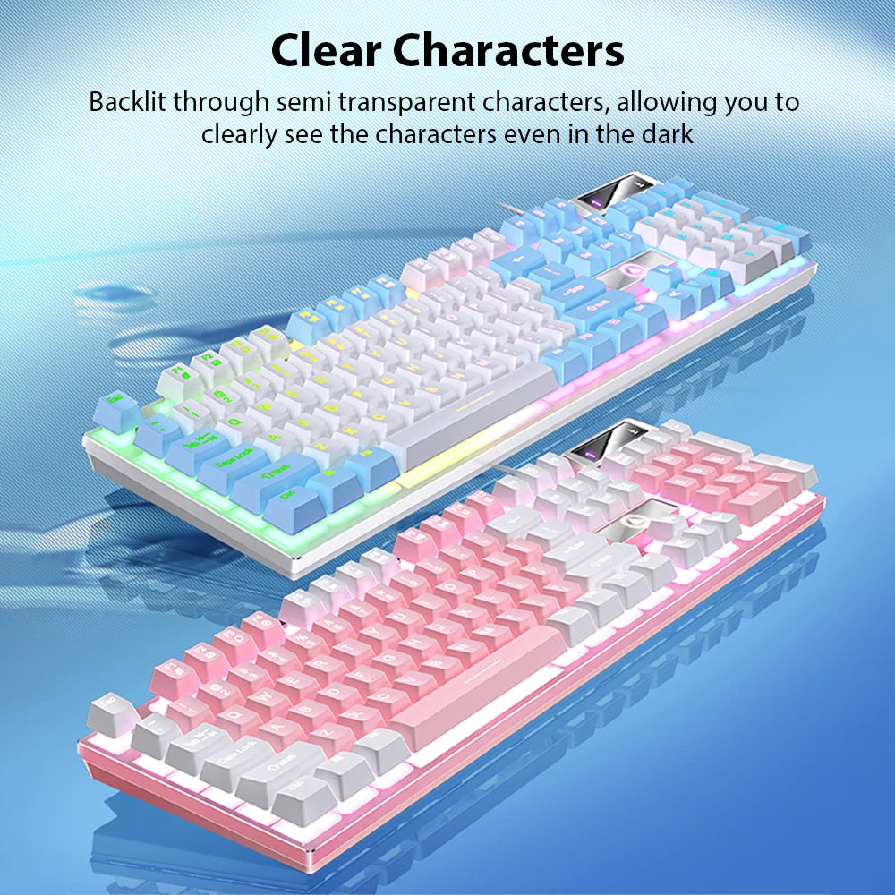 K500 Wired Office & Gaming Keyboard – 104 Keys, Multicolor Backlight, Mechanical Feel, USB for Windows & macOS