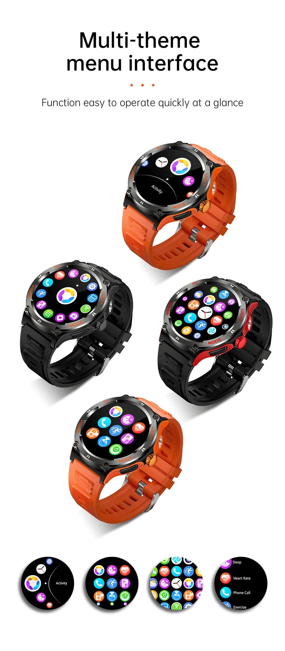 2024 New Outdoor Sport Smartwatch – GPS, Compass, LED Flashlight, 3ATM Waterproof, BT5.3 Call for Huawei & Xiaomi