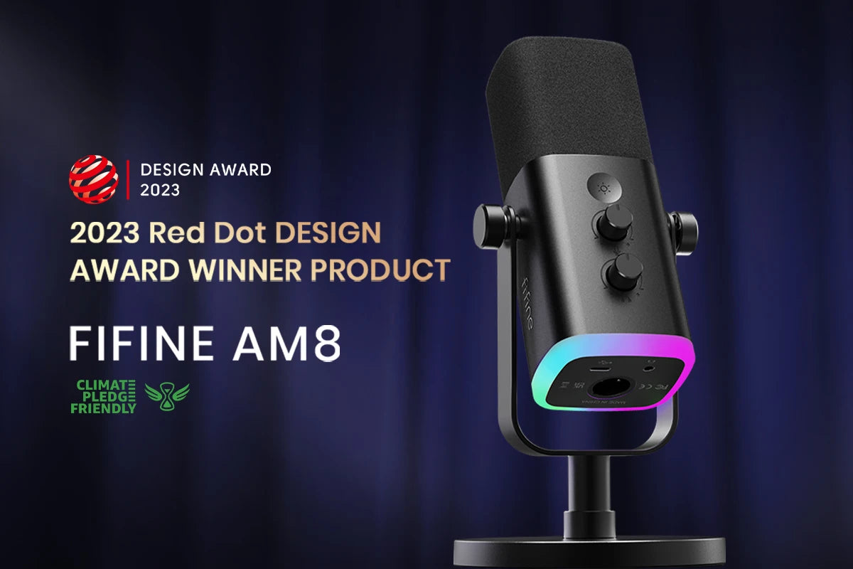 FIFINE AM8 USB/XLR Dynamic Gaming Microphone with RGB Lights, Touch Mute, Headphone Jack for Streaming, Podcast, PC, PS5, PS4 – Studio Quality Sound Mic