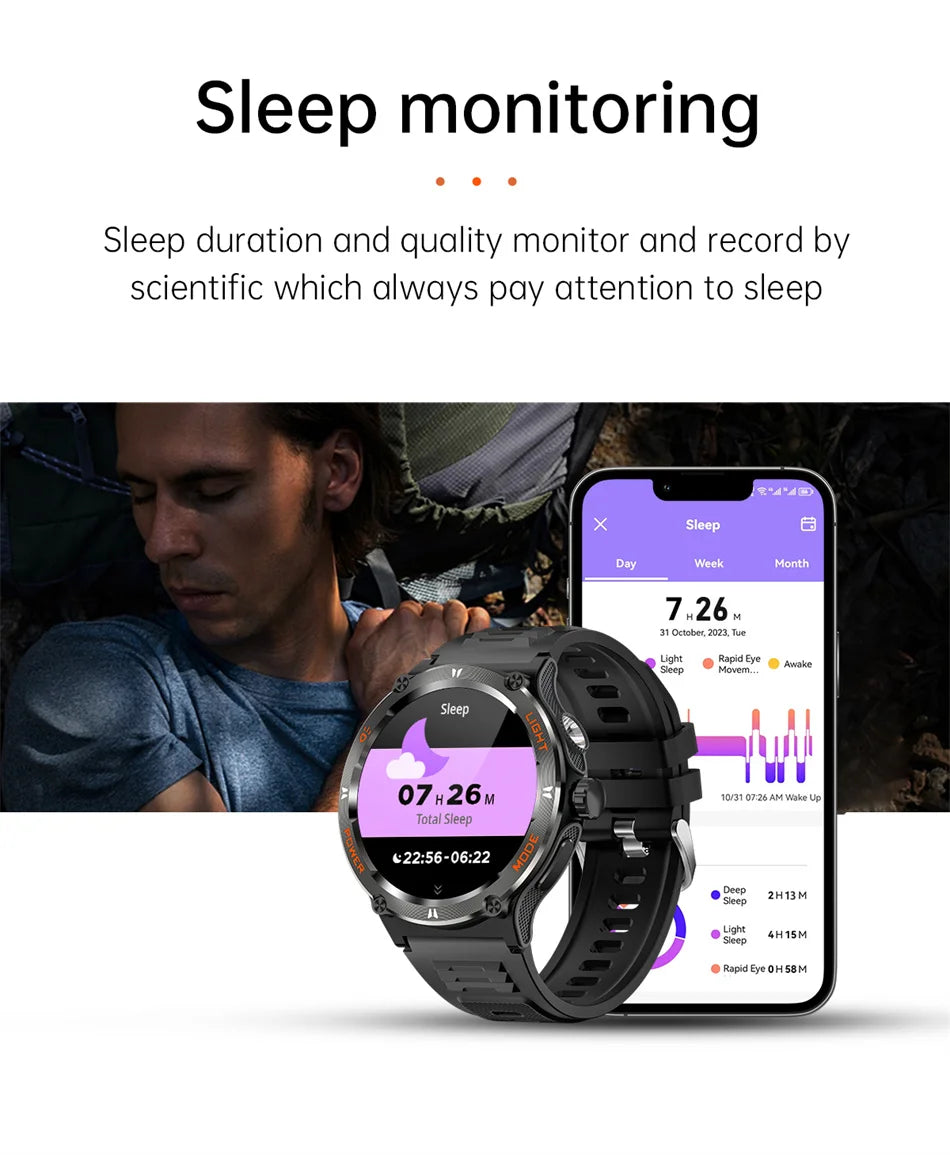 2024 New Outdoor Sport Smartwatch – GPS, Compass, LED Flashlight, 3ATM Waterproof, BT5.3 Call for Huawei & Xiaomi