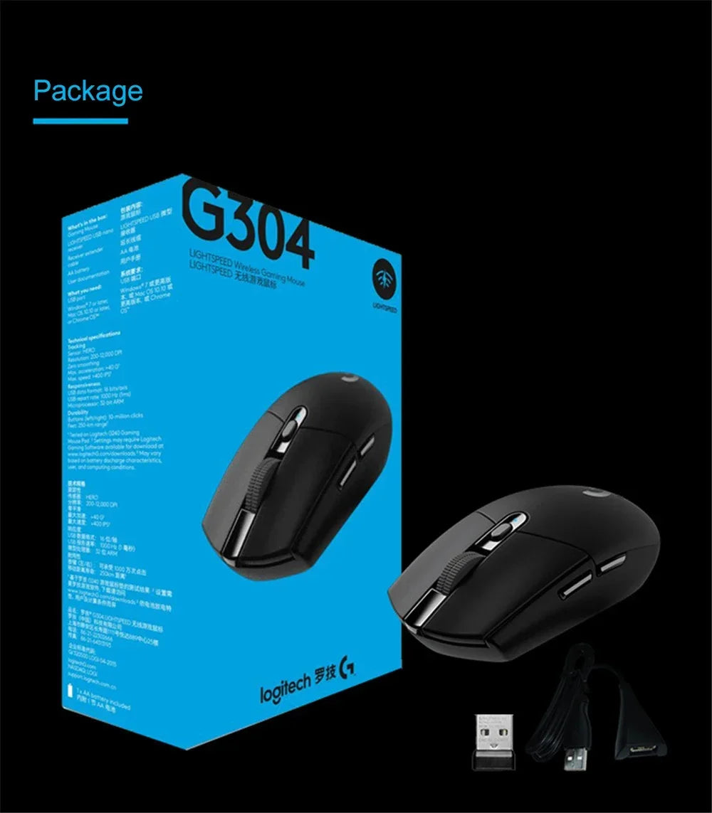 Logitech G304 / G305 / G102 Wireless Gaming Mouse | HERO Sensor 12000DPI | LIGHTSPEED 2.4G | 6 Programmable Buttons | For FPS & MOBA Games