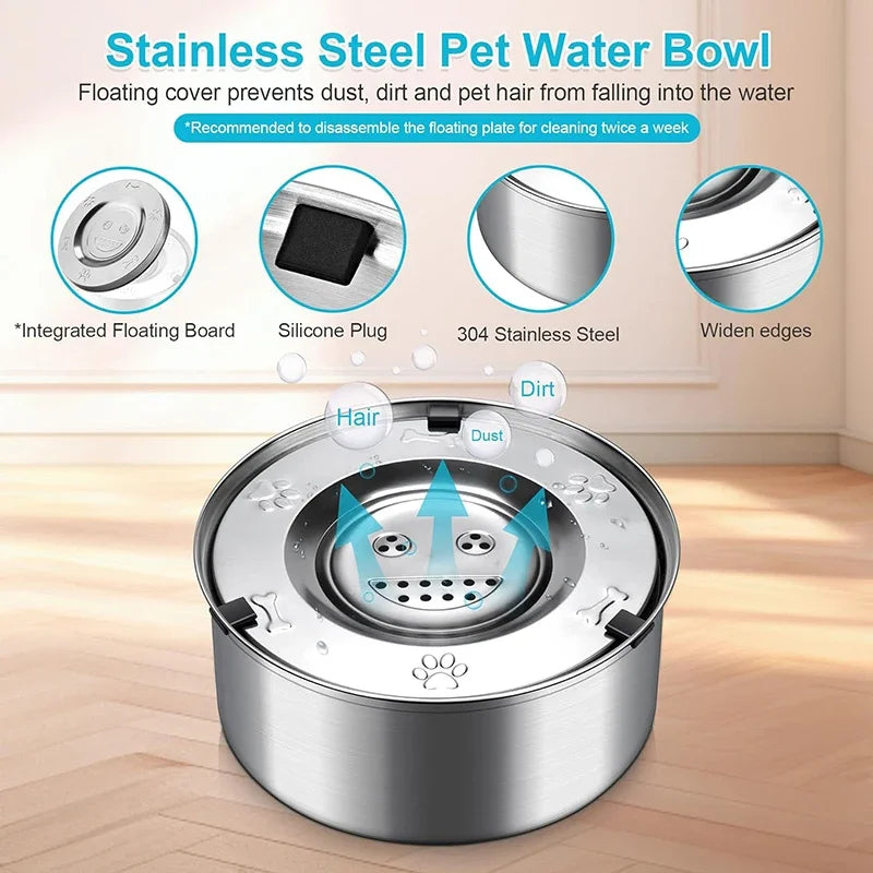 Big Capacity Stainless Steel Dog & Cat Water Bowl – No-Spill, Anti-Splash, Non-Slip Pet Feeder