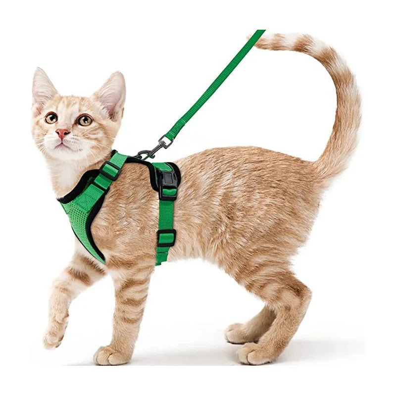 Cat Harness & Leash Set – Escape-Proof Soft Adjustable Vest Harness for Easy Walking & Control