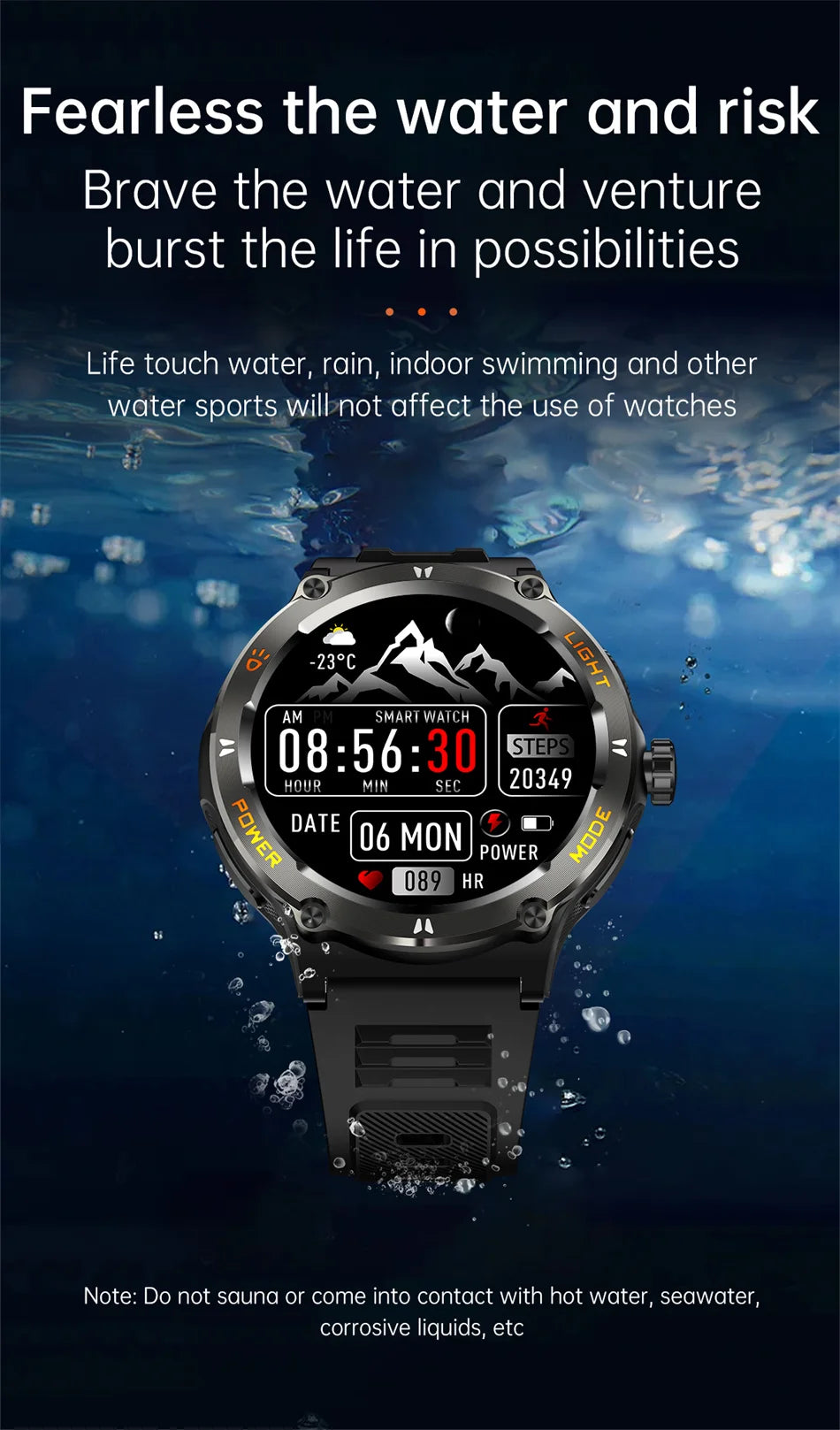 2024 New Outdoor Sport Smartwatch – GPS, Compass, LED Flashlight, 3ATM Waterproof, BT5.3 Call for Huawei & Xiaomi