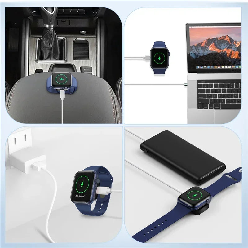 Portable Apple Watch Charger Type-C & Lightning | Wireless Magnetic Fast Charging Dock – Series Ultra 9 8 7 6 SE