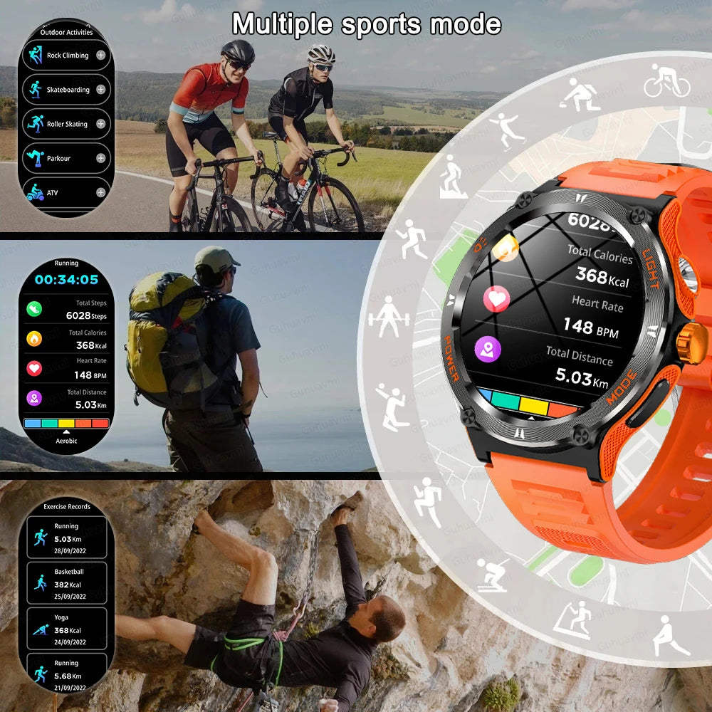 2024 New Outdoor Sport Smartwatch – GPS, Compass, LED Flashlight, 3ATM Waterproof, BT5.3 Call for Huawei & Xiaomi
