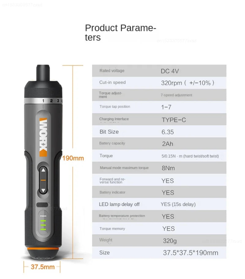 WORX WX242 Mini Electric Screwdriver Set – Smart Cordless Rechargeable Power Tool with 30 Bit Set