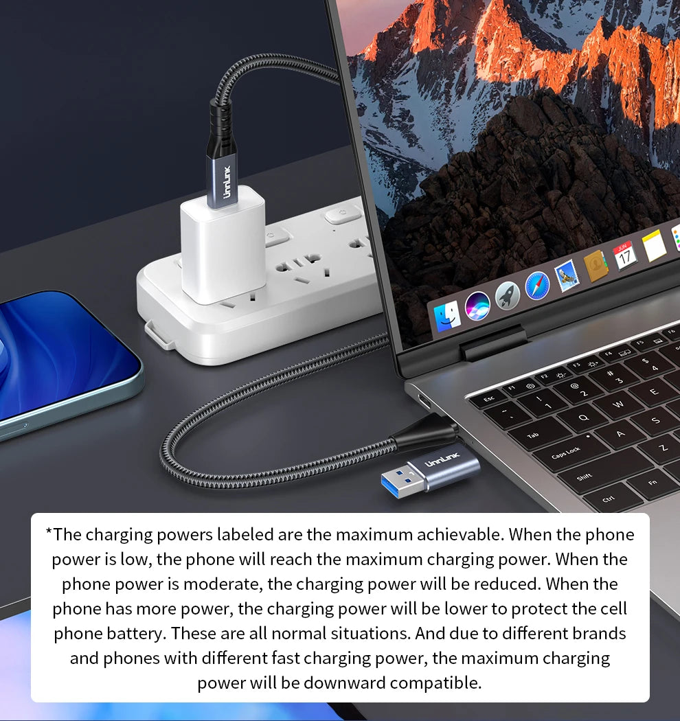 Unnlink 2-in-1 USB Type-C Data Cable – 100W PD Fast Charging & 40Gbps Thunderbolt 4/3 Compatible