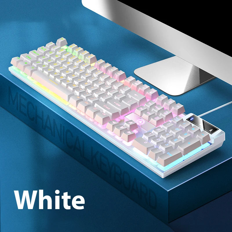 K500 Wired Office & Gaming Keyboard – 104 Keys, Multicolor Backlight, Mechanical Feel, USB for Windows & macOS
