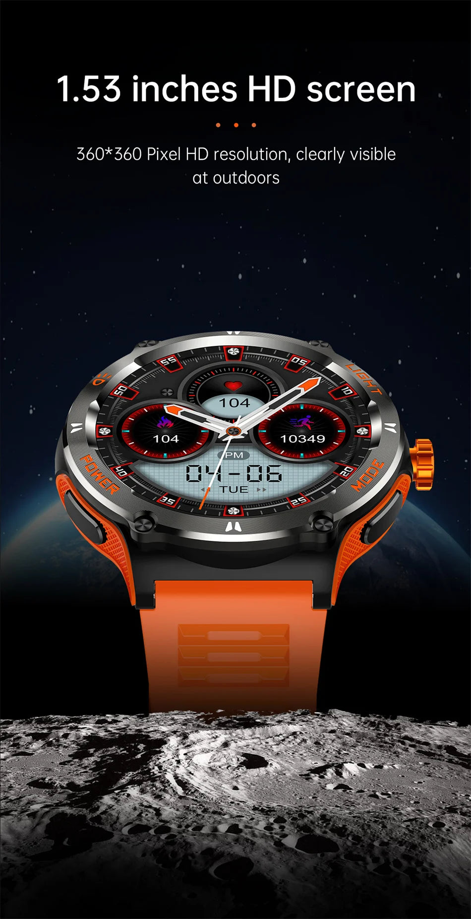 2024 New Outdoor Sport Smartwatch – GPS, Compass, LED Flashlight, 3ATM Waterproof, BT5.3 Call for Huawei & Xiaomi